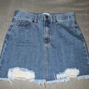 Just Black Denim Distressed Denim Mini Skirt